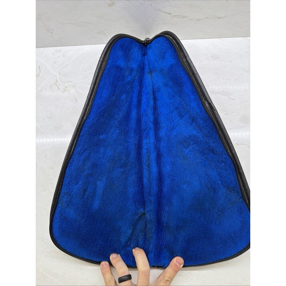 Vintage 17” Suede Leather Gun Carrying Case Blue Fleece Pistol Revolver Zipper - Picture 6 of 11